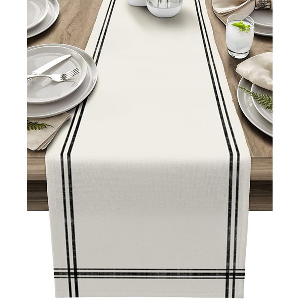 Czerwony Pasek Len Obrus Na Stół Dekoracje Domowe Czerwona Chusta Na Komodę Dekoracja StołU Zmywalny Kuchenny Obrus Na Stół Jadalny Dekoracja Imprezowa 150X33Cm-image