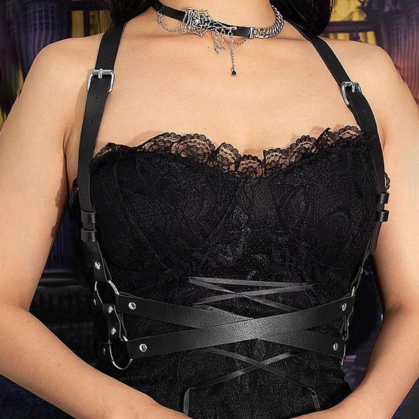 Damski Pasek Plus Size Gotycki Pasek W Talii Szelki Na Klatkę Piersiową Szelki Na CiałO Pasek Na Plecy Prezent Walentynkowy Modny Damski Pasek M-image