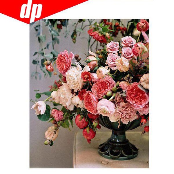 Pintura De Diamantes 5D DIY Flor Diamante Rojo Bordado Punto De Cruz 3D Bordado 20X30-image