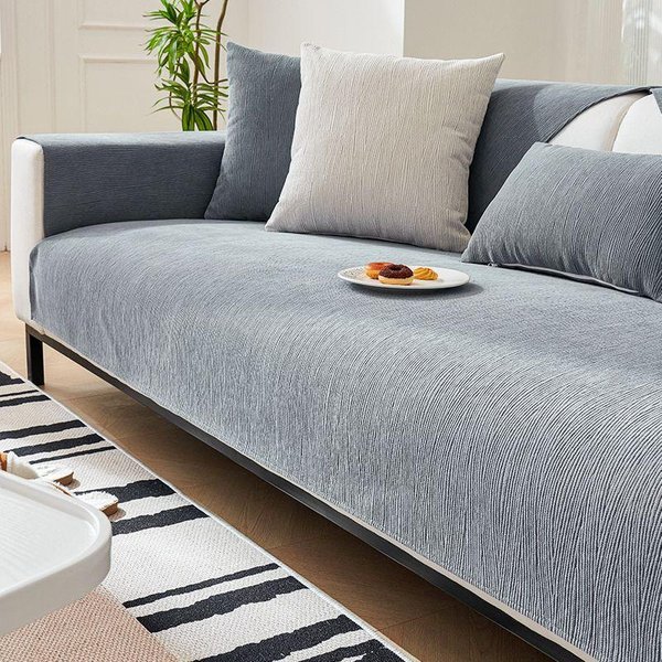 Funda Para Sofá Morandi Cuatro Estaciones Universal CojíN Para Sofá De Chenilla Color Liso Simple Antideslizante ProteccióN De CojíN Para Sofá De Sala De Estar 70X70Cm 1Pc Gris-image