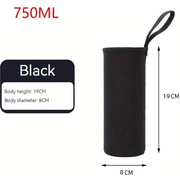 1 Szt. 750/1000/1500Ml Sportowy Pokrowiec Na Butelkę Z Wodą Czarna Torba Izolacyjna Etui Na Kubek Butelkę Sportowy Pokrowiec Na Kubek Torba PrzenośNa Torba Na Kubek 750Ml Czarny-image