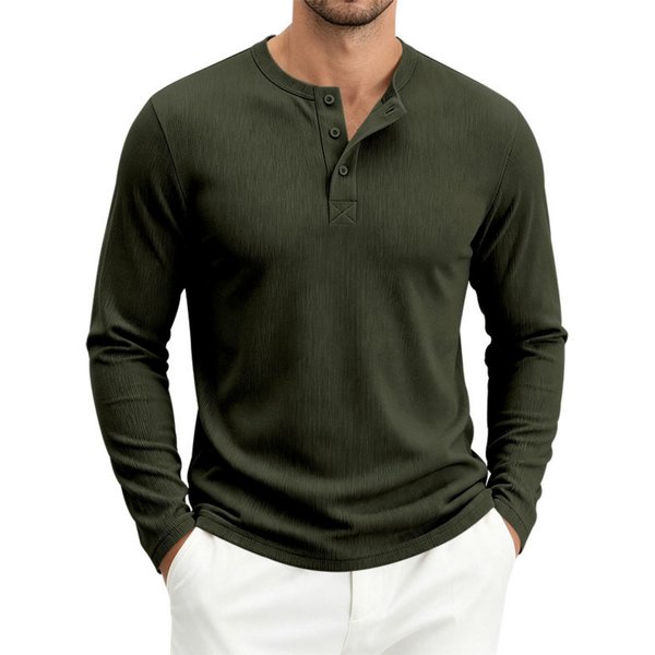 MęSka Koszulka Henley Z DłUgim RęKawem, LuźNy KróJ, PrążKowana, OddychająCa, Z ZapięCiem Na Guziki, Casualowy Sweter S-image