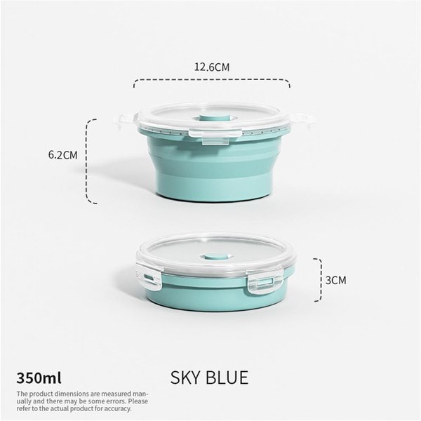 Contenedor De Almacenamiento De Alimentos Plegable Con Tapa Contenedor De Alimentos De Silicona PortáTil Apto Para Microondas Congelador Fiambrera-image