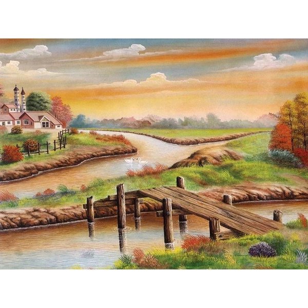 Pintura De Paisaje Bordada Con Diamantes Pintura De Diamantes Redondos Completos Imagen De Paisaje PedreríA 20X30CM-image