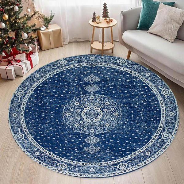 Wykwintny OkrąGłY Dywan WzóR Mandali Dywan W Stylu Vintage Do Salonu Sypialni Dekoracja Domu WytrzymałA Mata 80X80CM-image