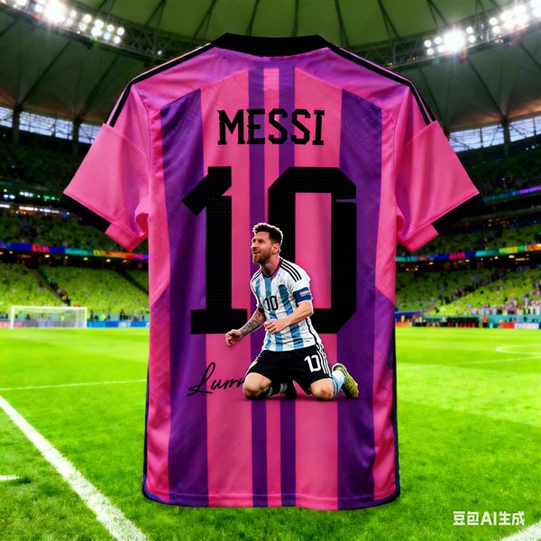 AI Messi # 10 Koszulka PiłKarska MęSka Modna Letnia SzybkoschnąCa Koszulka Sportowa Koszulka Treningowa Na ZewnąTrz Koszulka Kibica S Pink-image