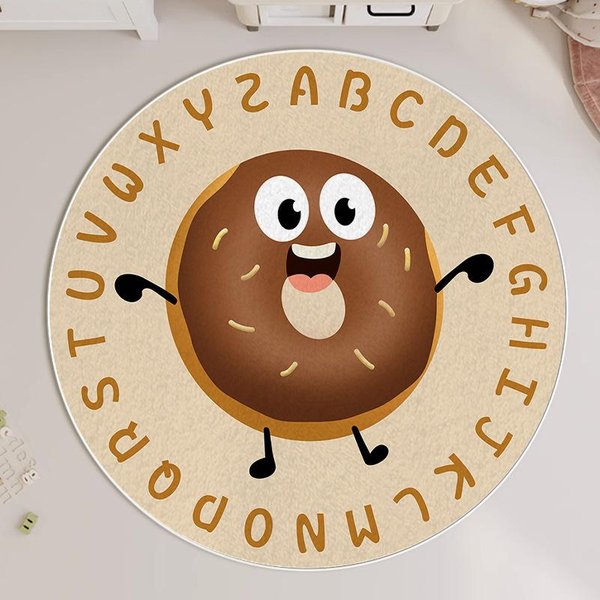 DziecięCy PokóJ Dywan KreskóWkowy OkrąGłY Imitacja Kaszmiru Mata PodłOgowa Do Salonu Pogrubiona Szatnia Sypialnia ŁóżKo Mata Do Czytania 80 * 80CM Crystal Velvet Brown-image