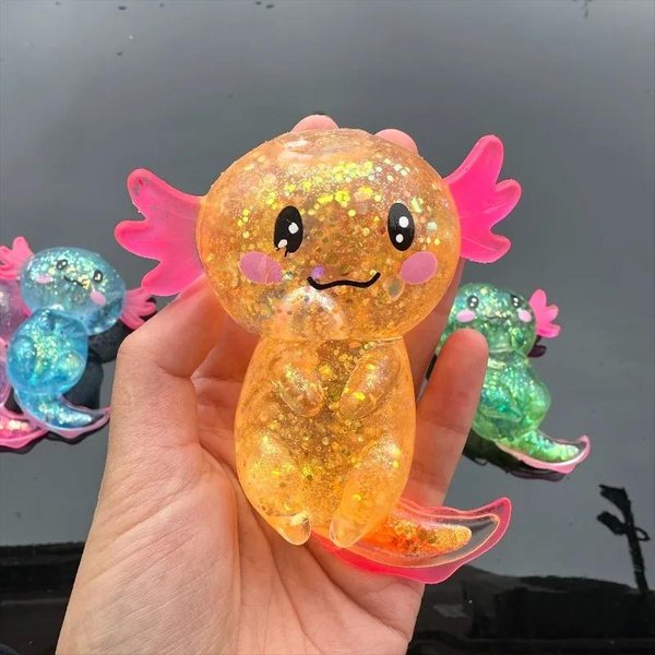 Kolorowy Axolotl Squishy Zabawka WypełNiona Brokatem MięKka RozciąGliwa Zabawka Fidget Sensoryczna OdstresowująCa Prezent Dla Dzieci DorosłYch PomarańCzowy-image