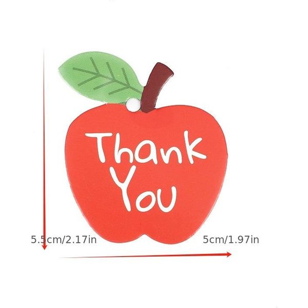 100 Piezas/Set Etiquetas De Agradecimiento Con Forma De Manzana Roja, Etiquetas De Recuerdo De Papel, Lindas Etiquetas Colgantes De Tarjeta De Gratitud Para Regalos Y Recuerdos 100Pcs Beige-image