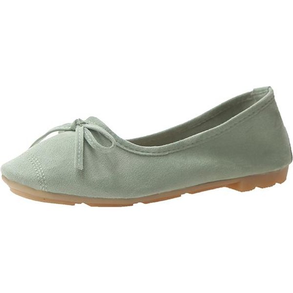 Zamszowe Kokardki Baletowe Pojedyncze Buty Damskie Cukierkowe Kolorowe Kokardki PłAskie Buty MięKkie Wygodne Damskie Baletki Buty Mokasyny 40 Gray-image