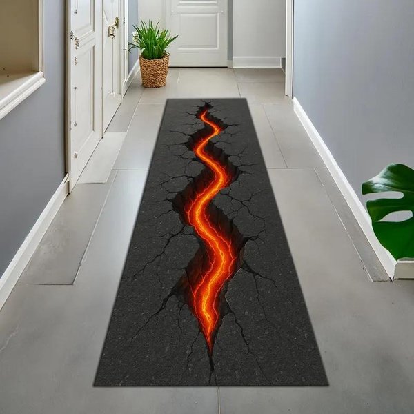 Magma WzóR Biegacz Dywan Wizualny 3D Dziura PęKnięCie Dywan Dom Korytarz Dekoracja Domu Ganek WejśCie Pokryte Matą 40X120CM-image