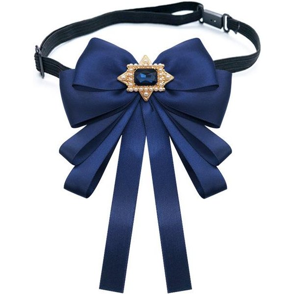 Broche De Tela Retro Con Lazo De Perlas Corbata De Cinta Coreana Corbata De Cristal Accesorios De Moda Para Ropa De Mujer-image
