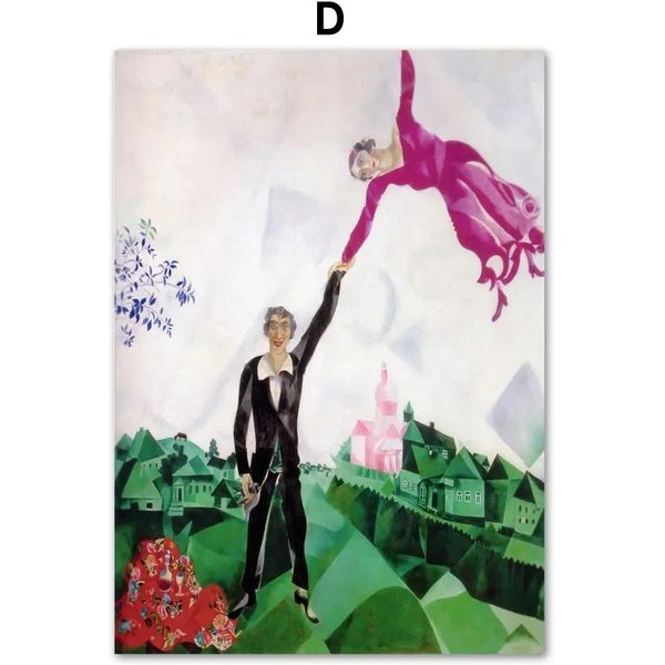 Marc Chagall Surrealizm Abstrakcyjny Kochanek Tancerz Kwiat Nordic Plakat Sztuka ŚCienna Wydruk PłóTno Malarstwo Obrazy Do Wystroju Salonu 40X60Cm No Framed-image