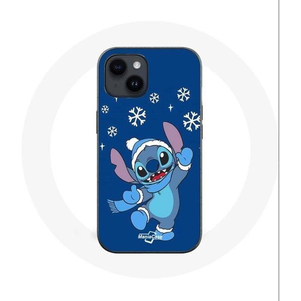 Funda Para Iphone 14 - Maniacase - Stitch Nieve Navidad - Flexible - Azul - Mixta Azul-image