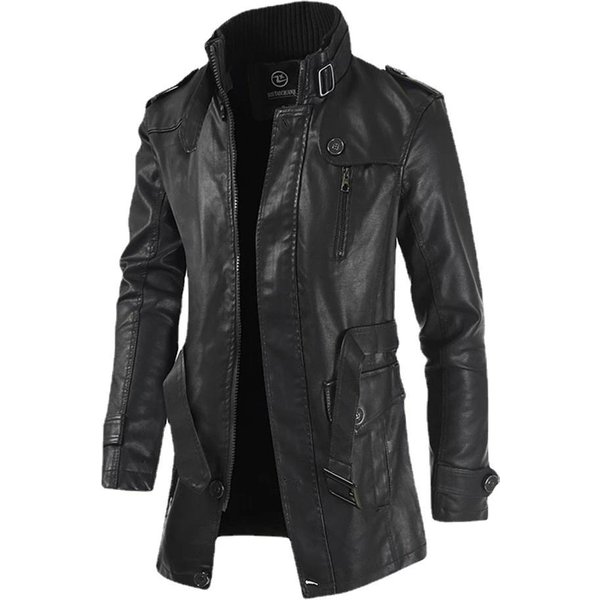 Chaqueta Hombre Street Cortavientos Abrigo Hombre Cuero SintéTico Chaqueta Gruesa Hombre Chaqueta Casual XL Negro-image