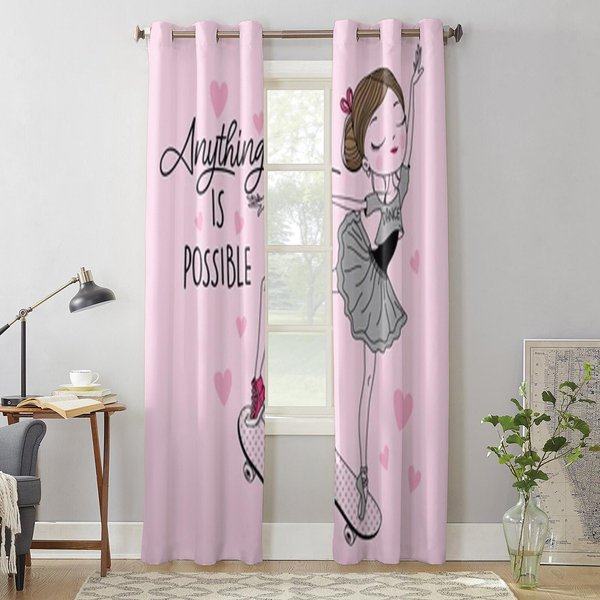 ZasłOna Okienna Tancerka Baletowa Do Pokoju DziecięCego Rolety Do Domu ZasłOny Do Salonu Sypialni ZasłOny Okienne 135W X 60H(Cm) X1 White-image