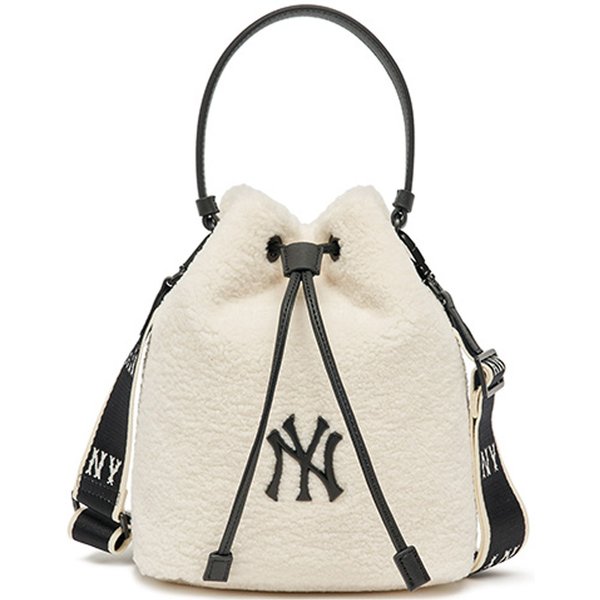Mlb New York Yankees DużE Logo ZamknięCie Na Sznurek Plecak Listonoszka Plecak Unisex Czarny BiałY 3ABMS0626-50CRS Black White-image