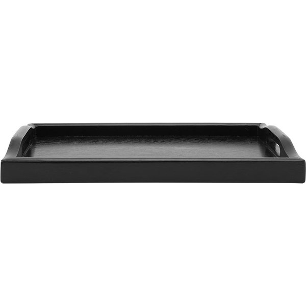Bandeja Rectangular Binaural PortáTil De Madera Maciza Para Servir Té Café Snacks Comida Plato (Negro) Negro-image