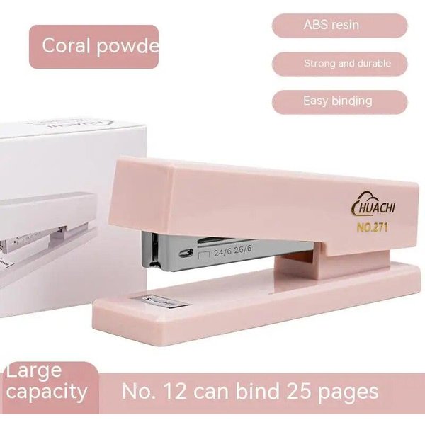 Grapadora De Moda Para EncuadernacióN De Escritorio, Carpeta De Libros, Grapado De Papel Duradero, Colores De Moda, Suministros Escolares, PapeleríA, Accesorios De Oficina Color Rosa-image