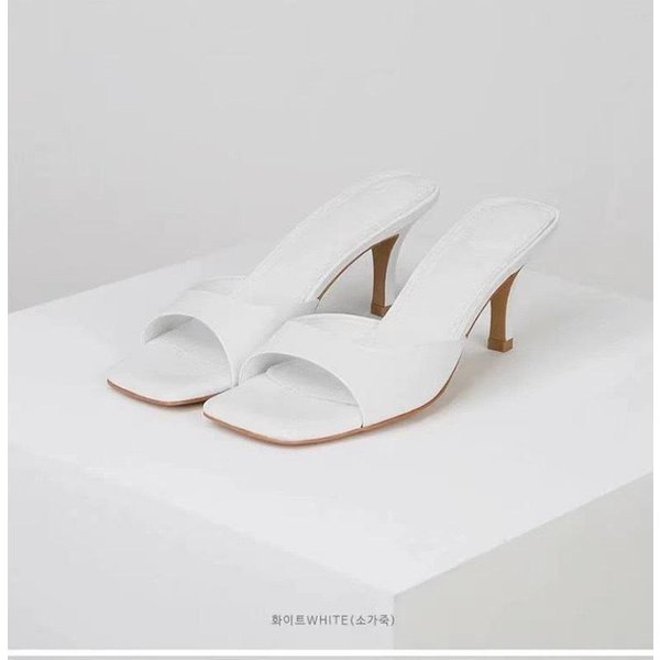 Sandalias De TacóN Alto Para Mujer Verano Nueva Moda Punta Cuadrada Punta Abierta Mujeres Elegantes Casuales CóModas Sandalias Negras De TacóN Alto 37 Blanco-image