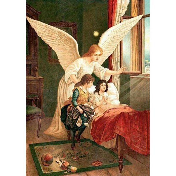 Obraz Na PłóTnie Vintage Anioł Stróż Z DziećMi Druki I Plakaty Sztuka ŚCienna Obraz Do Dekoracji Domu Pokoju DziecięCego Cuadros 30Cm×40Cm Noframe-image