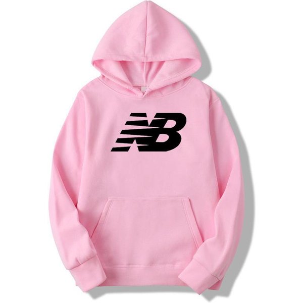 MęSkie Damskie Bluza Z Kapturem Litera NB Wiosna Jesień Codzienna Moda DłUgi RęKaw Bluzy Z Kapturem LuźNe Wygodne CiepłE Sportowe Bluzy Z Kapturem M RóżOwy-image