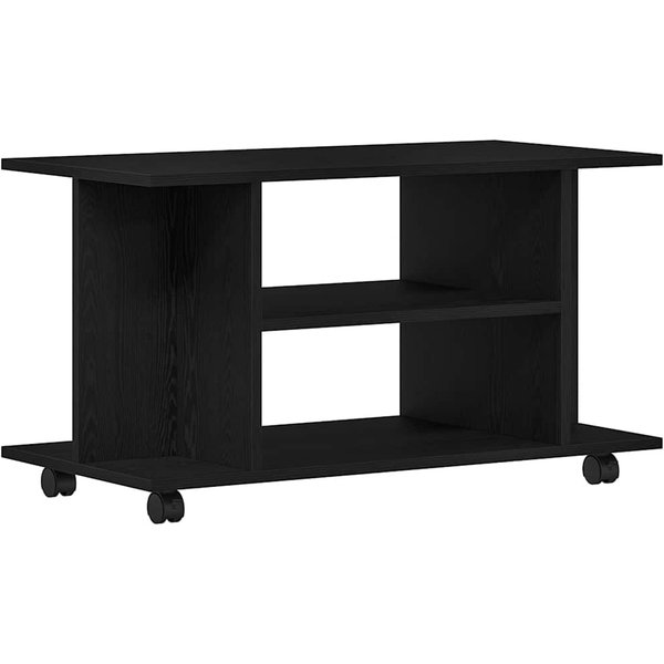 Mueble De TV Con Ruedas Efecto Roble Negro 80 X 40 X 45 Cm-image