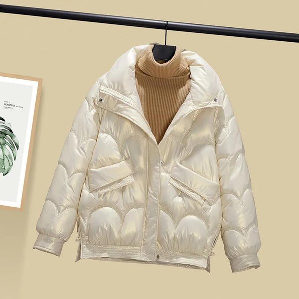 Chaqueta Corta De Invierno Para Mujer, Abrigo De AlgodóN Holgado De Talla Grande De Color SóLido CáLido Para Mujer M-image
