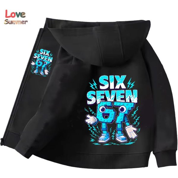 ChłOpcy DziewczęTa Unisex Kurtka 67 Bluza Z Kapturem Zapinana Na Zamek Sześć Siedem WłOski Brainrot Ukraść Brainrot Z Kapturem Codzienna Cienka GóRa Odzież DziecięCa Prezent 120-image