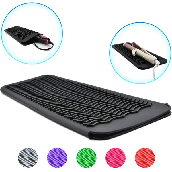 Bolsa De Viaje De Silicona Resistente Al Calor Para Rizador, Plancha De Pelo Y Plancha De Pelo. Negro-image