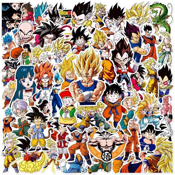 50 Uds Pegatinas De Anime Dibujos Animados Son Goku Vegeta Pegatinas De Graffiti TeléFono Guitarra PortáTil PortáTil Maleta Taza Impermeables S Black-image