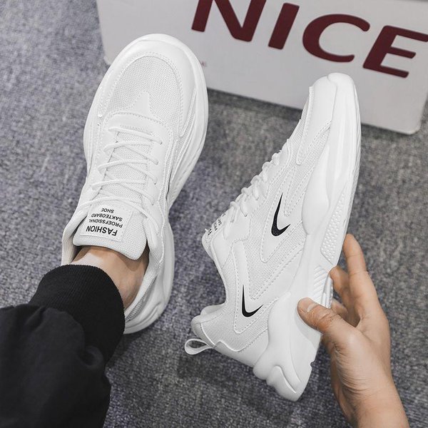 Zapatos De Hombre De Alta Belleza Nuevos Zapatos Blancos PequeñOs Para Deportes De Ocio Aumento Suela Gruesa Zapatos De Papá Hombres De Moda 44 White-image