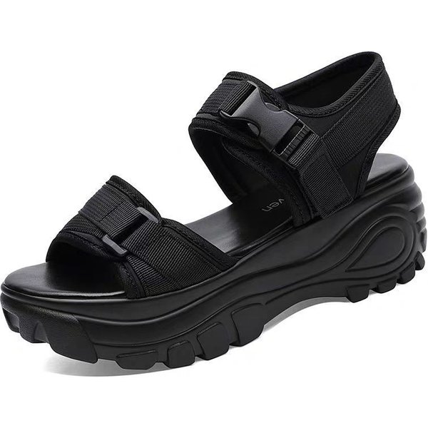 Sandalias De Mujer Nuevas Verano Plataforma CuñA Zapatos Casuales Sandalias Deportivas Romanas Estudiante Zapatos Rockeros 36-image