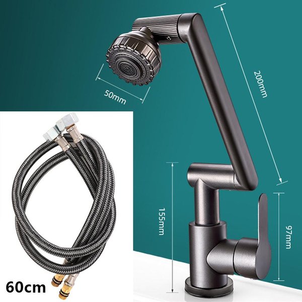 Kran Obrotowy O 1080° Ramię Robotyczne Kran Obrotowy O 360 Stopni Ramię Mechaniczne Kran Kuchenny Kran Kuchenny Na 2 Tryby Kran Wodny Szary-image