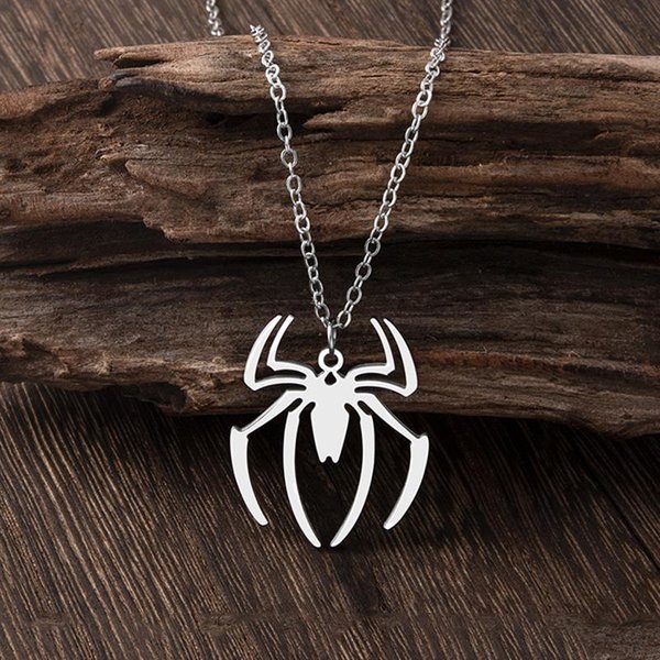 Collar Punk De Acero Inoxidable Para Halloween Colgante De ArañA Negra Hip Hop Collares Para Hombres NiñOs JoyeríA Regalo Brown-image