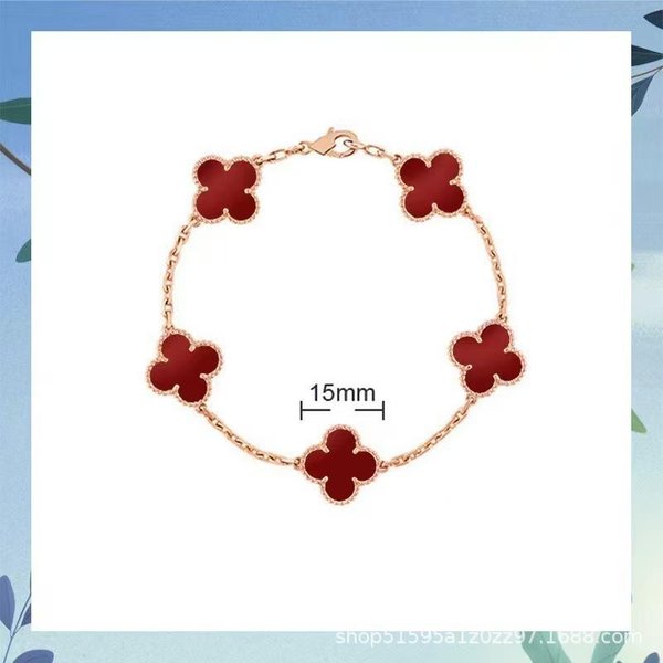 Pulsera De TréBol De Cuatro Hojas De Lujo Unisex VersáTil Y Sofisticada Pulsera De TréBol De La Suerte 925 Brown-image
