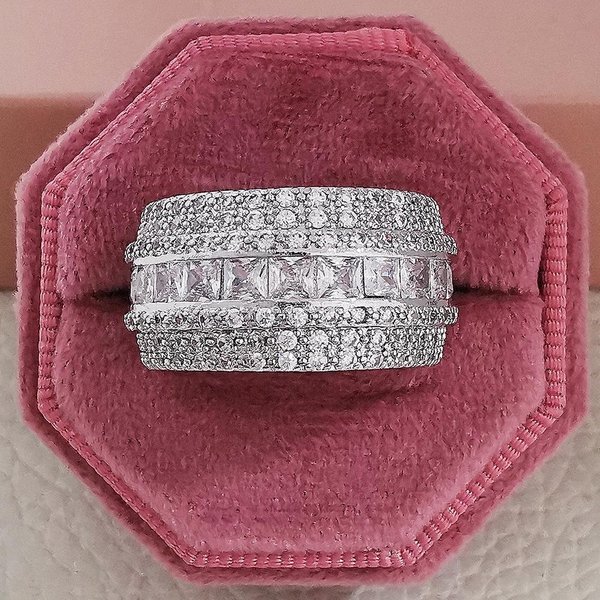 Anillo De Compromiso De Moda Simple Europea Y Americana, Temperamento GipsóFila, Diamante Incrustado, Plata De Ley 925, Anillo Combinado 5 Gray-image