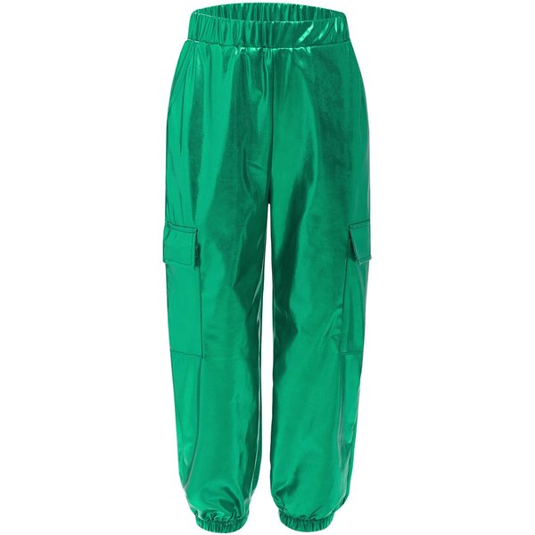 Pantalones MetáLicos Brillantes Unisex Para NiñOs, Pantalones Con Cintura EláStica Y Bolsillos, Ropa De Baile Hip Hop 9-10 Years Blue-image