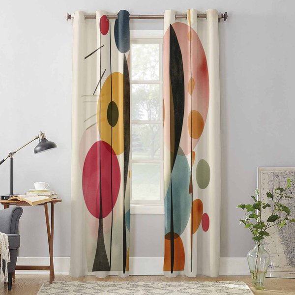 Obraz Olejny Abstrakcyjny Vintage Geometryczny ZasłOny Okienne Do Salonu Luksusowa ZasłOna Do Sypialni Rolety Kuchenne Draperie ZasłOny 135W X 230H(Cm) X1-image