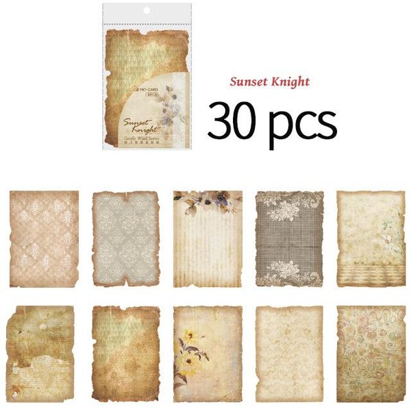 30 Szt./Opakowanie Materiał Papierowy Vintage Dekoracyjny Papier Do TłA RęCznie Robiony Materiał Do Scrapbookingu DIY Papier Do RęKodziełA Beige-image