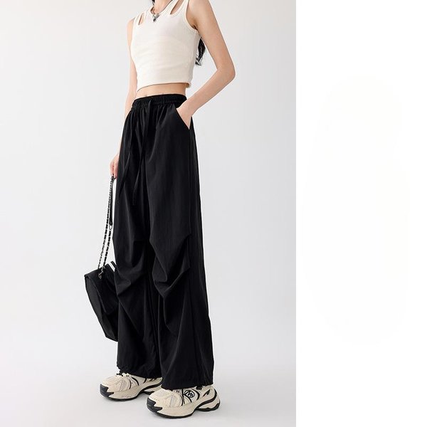 Pantalones De Trabajo Dopamina Para Mujer Pantalones De Verano Casuales Pantalones De Secado RáPido Pantalones Rectos De Pierna Ancha Cintura Alta Pantalones Deportivos XL White-image