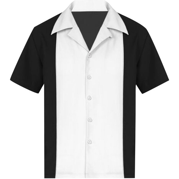 Camisa Hawaiana Para Hombres, Camisas De Bolos Vintage Con Botones, Camisa De Playa De Verano De Manga Corta L Blanco-image