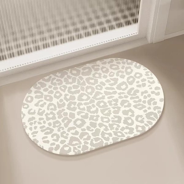 Minimalistyczna Owalna Mata PodłOgowa Do łAzienki W Stylu Nordyckim, ChłOnąCa Wodę, AntypośLizgowa, SzybkoschnąCa, Do Kabiny Prysznicowej, Dekoracja Domu 40X60Cm 16X24Inch White-image