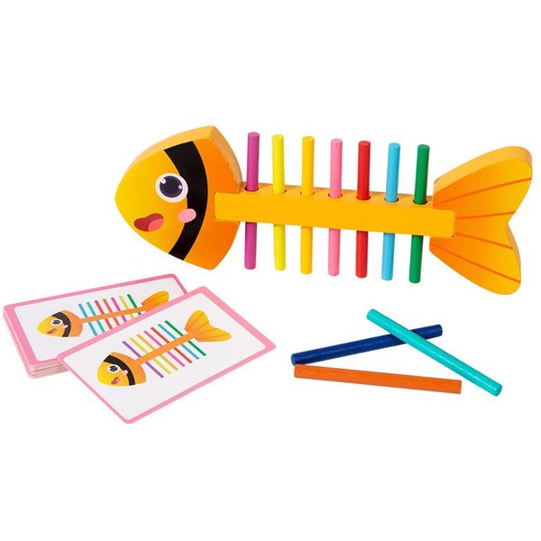 Juego De Emparejar Colores Montessori De Madera Palo De Pez Para NiñOs PequeñOs Entrenamiento De Habilidades Motoras Finas Juguete Rompecabezas EducacióN Temprana Desarrollar Yellow-image