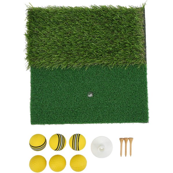 Alfombrilla De Golpeo Hierba Dual Mini Golf Entrenamiento PráCtica Almohadilla Zona De Lanzamiento Alfombrilla De CéSped Para Golpear Black-image