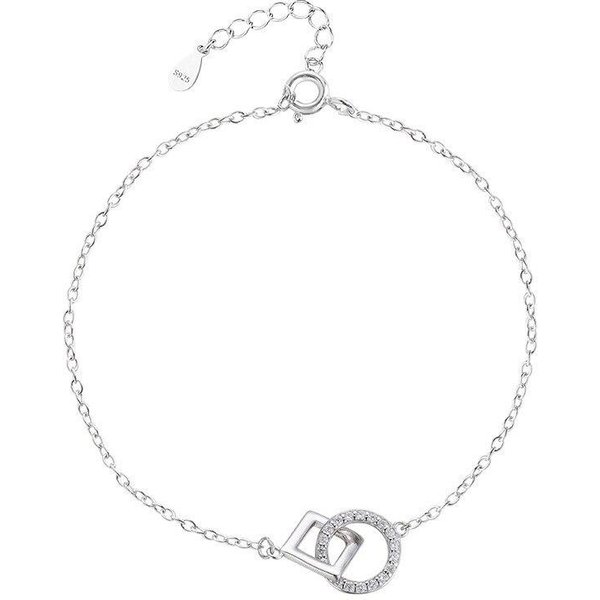 Pulsera Y Brazalete De Plata De Ley 925 Con Dijes De CíRculo Para Mujeres NiñAs Fiesta Boda Accesorios De Moda Pulsera Sl411 White-image