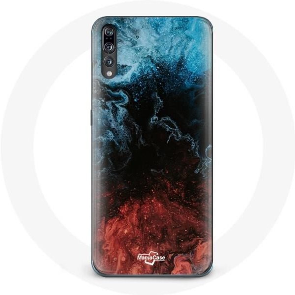 Funda Para Huawei P20 Fondo De Textura Abstracta Rojo Negro Azul-image
