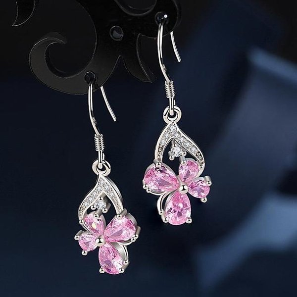 Pendiente De Plata De Ley 925 Con Piedras Preciosas De Amatista, JoyeríA Dorp, Aros De Plata 925 Para Mujer, Oreja Orecchini, Pendiente De Amatista Para NiñAs Color Rosa-image