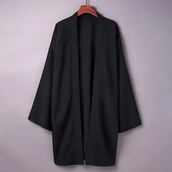 CáRdigan De Manga Larga Para Hombre De Color SóLido Camisa Kimono Larga Ropa Tradicional AsiáTica Yukata Chaqueta Haori Abrigo 6 Colores Kimono JaponéS S-image