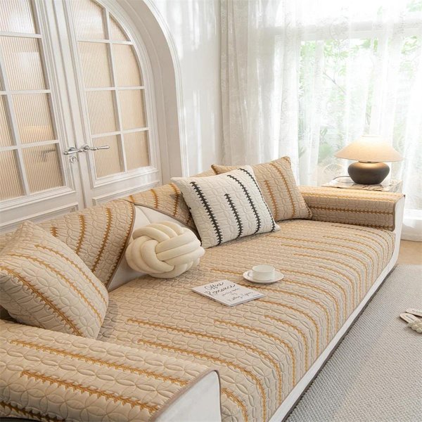 CojíN De Sofá Cuatro Estaciones Universal Antideslizante Funda De CojíN Tela Simple Sentido Avanzado Color SóLido Funda De Sofá Toalla De Respaldo 30X50Cm Pillowcase-image